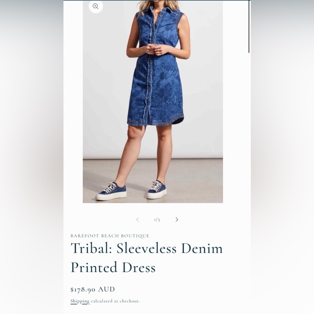 TRIBAL JEANS Floral Denim Sleeveless Dress - Picture 3 of 9